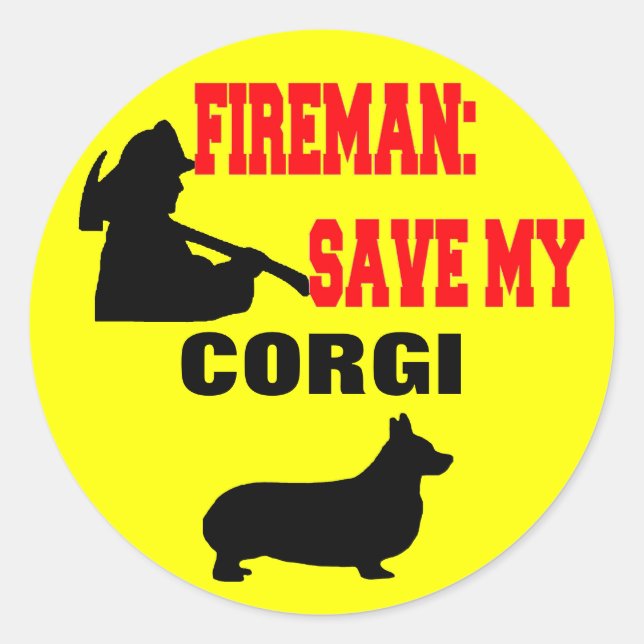 Adesivo Bombeiro Salve Meu Corgi (Frente)