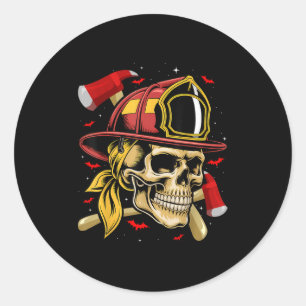 Adesivo Bombeiro Skull Firefighter Skeleton Halloween Cost