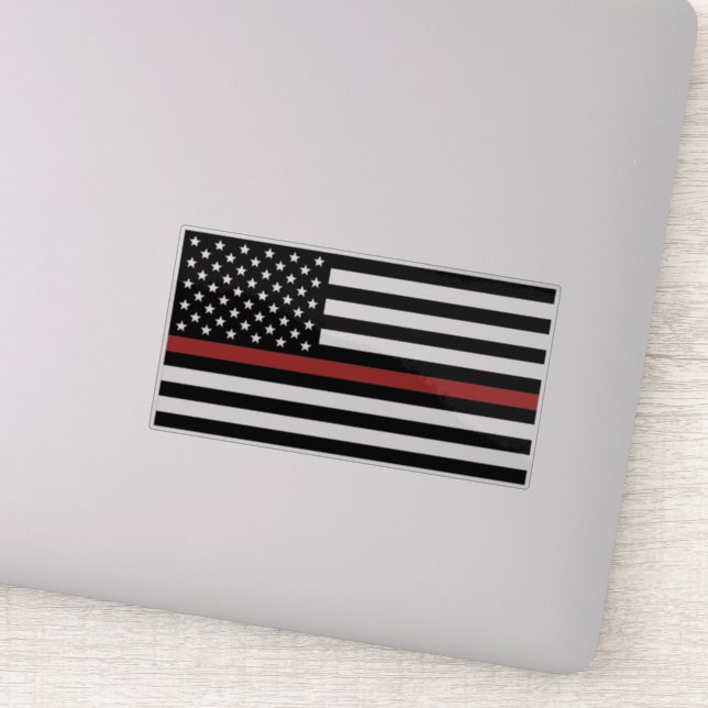 Adesivo Bombeiro Thin Red Line Bombeiro America Flag Fire  (Detalhe)