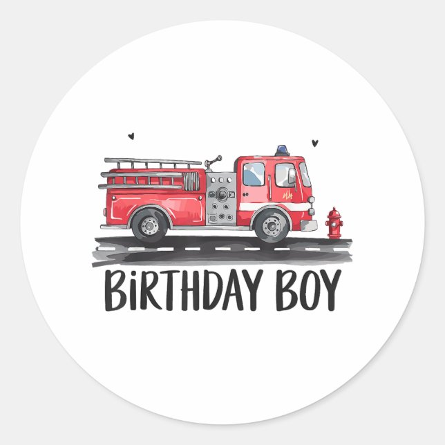 Adesivo Bombeiros de caminhão O aniversário da família Boy (Frente)