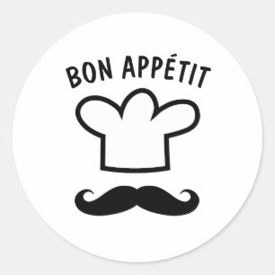 Adesivo Bon appétit comida com bigode engraçado
