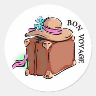 Adesivo Bon Voyage, faça uma boa viagem! Bagagens e chapéu