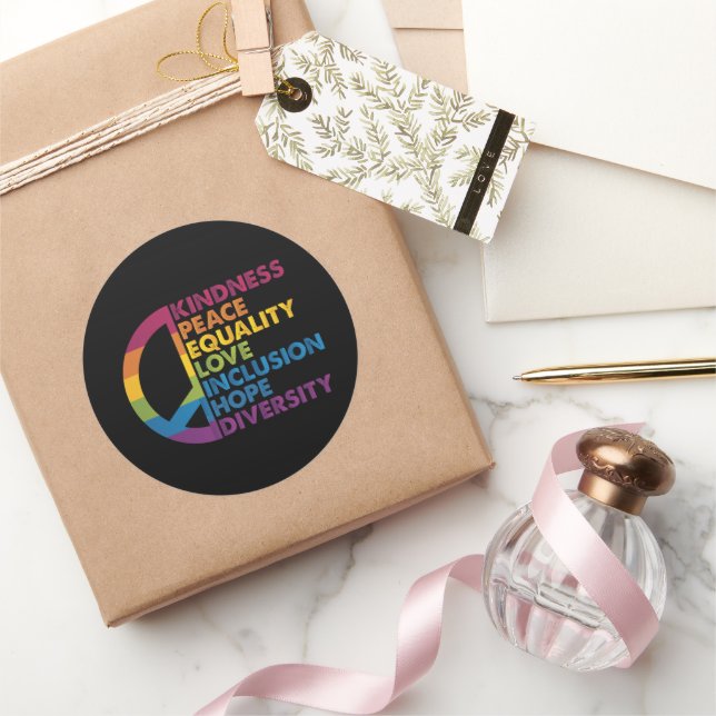 Adesivo Bondade Igualdade de paz Inclusão de amor Fígados  (Presentear)