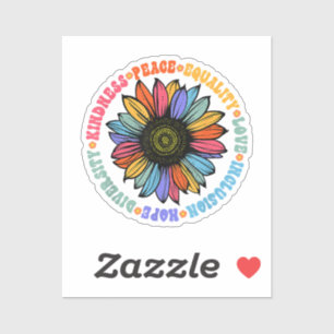 Adesivo Bondade Paz Igualdade Amor Esperança Diversidade H