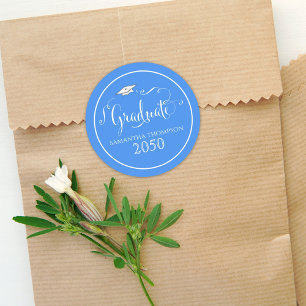 Adesivo Boné Azul Elegante de Script de Caligrafia de Grad