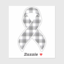 Adesivo Bone Cancer Awareness Plaid Gray Ribbon