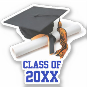 Adesivo Boné de formatura Azul e Laranja e Classe de Tasse