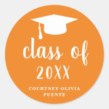 Boné de formatura Branco e Laranja Clássico Simple