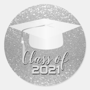 Adesivo boné de formatura - Classe de 20XX - Silver Glitt