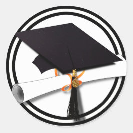Adesivo Boné de formatura com Círculo Preto e Branco