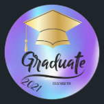 Adesivo Boné de formatura Dourado,Holográfico<br><div class="desc">Boné de formatura com seu nome em fundo holográfico.</div>
