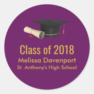 Adesivo Boné de formatura e diploma na classe roxa de 20X