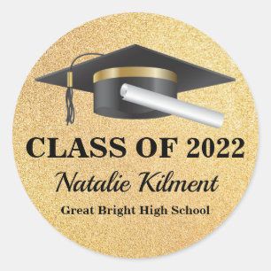 Adesivo Boné de formatura preto e Dourado Classe de 2022