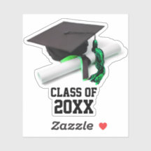 Boné de formatura Preto e Verde e Classe de Tassel