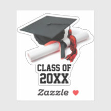 Boné de formatura Preto e Vermelho e Classe de Tas