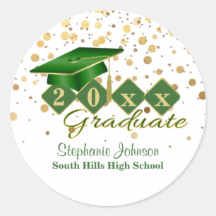 Adesivo boné de formatura Verde Dourado Personalizado