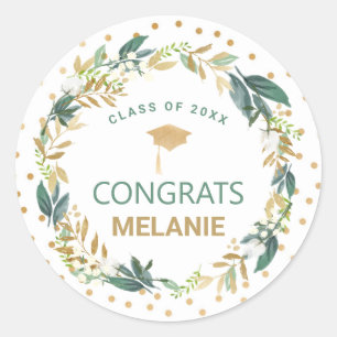 Adesivo boné de formatura Verde Dourado Wreath