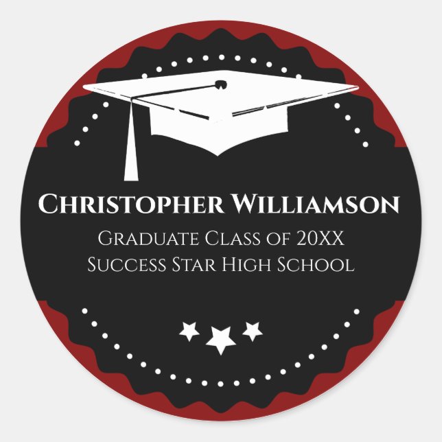 Adesivo Boné de formatura Vermelho da Escola Moderna (Frente)