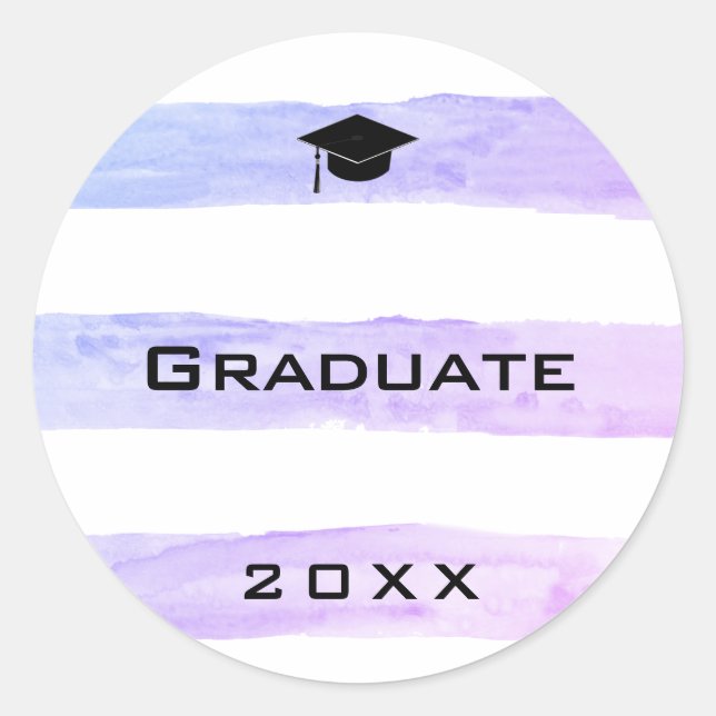 Adesivo Boné De Graduação Cor De Água Púrpura Striped 2023 (Frente)
