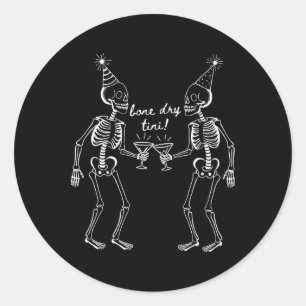 Adesivo Bone Dry Tini Skeleton Bebendo Martini Tail Hallo