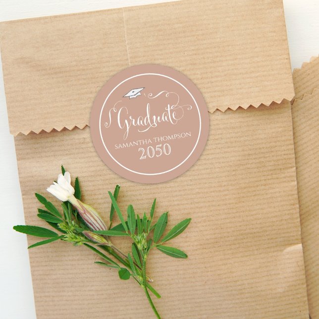 Adesivo Boné Elegante de Tan de Script de Caligrafia de Gr (Criador carregado)