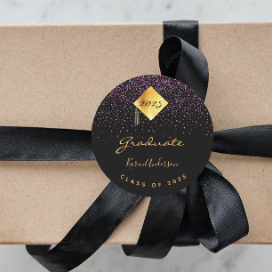 Adesivo boné preto roxo festa de formatura 2023