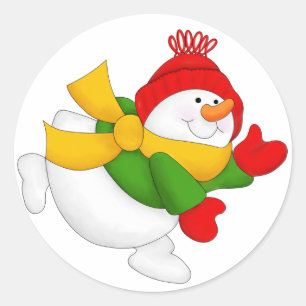 Adesivo Boné Vermelho Snowman Round Stickers