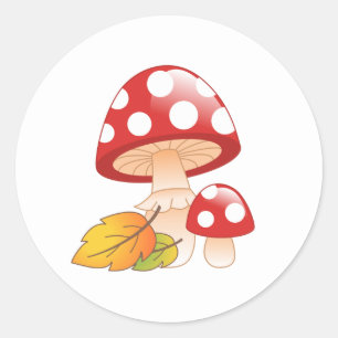 Adesivo Boné Vermelho Toadstool Cogumelos e Folhas
