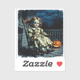 Adesivo Boneca Assombrada e Abóbora de Halloween