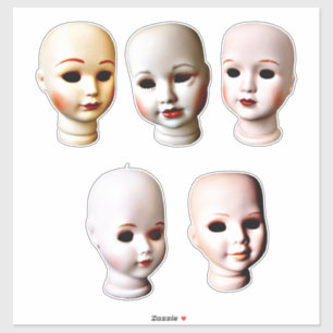 Adesivo boneca assustadora cabeças brinquedos velhos