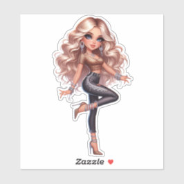 Adesivo boneca bonito