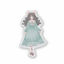 Adesivo Boneca de Anime Pastel Fofa Estética em Vinil