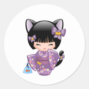 Adesivo Boneca de Neko Kokeshi - menina de gueixa das