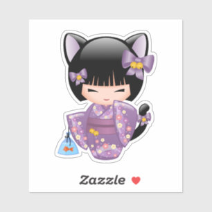 Adesivo Boneca de Neko Kokeshi - menina de gueixa das
