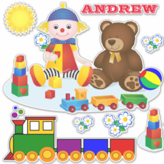 Adesivo Boneca de pano, Urso de pelúcia, Comboio de Brinqu