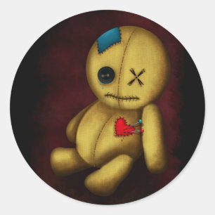 Adesivo Boneca de pano voodoo com botões Patches e pinos