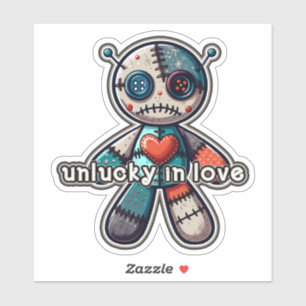 Adesivo Boneca de VODOO Triste Urso SEM SORTE no AMOR
