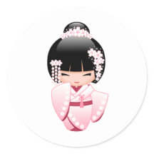 Boneca Kokeshi Quimono Rosa Kawaii