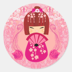 Adesivo Boneca Kokeshi Sticker