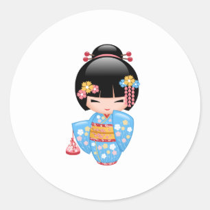 Adesivo Boneca Maiko Kokeshi - Garota Geisha Japonesa Boni
