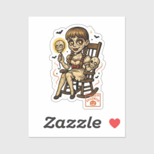 Adesivo Boneca Pin-Up Assombrada - Halloween Cute Assustad