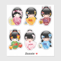 Bonecas Kokeshi Set 1 - Raparigas Kimono Geisha Ja