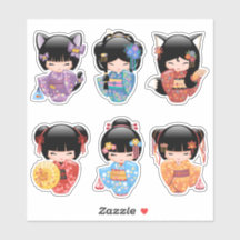 Bonecas Kokeshi Set 2 - Raparigas Kimono Geisha Ja