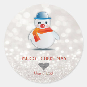 Adesivo Boneco de Neve Adorável, Bokeh Brilhante