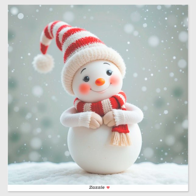 Adesivo Boneco de Neve Alegre com Chapéu de Festa (Folha)