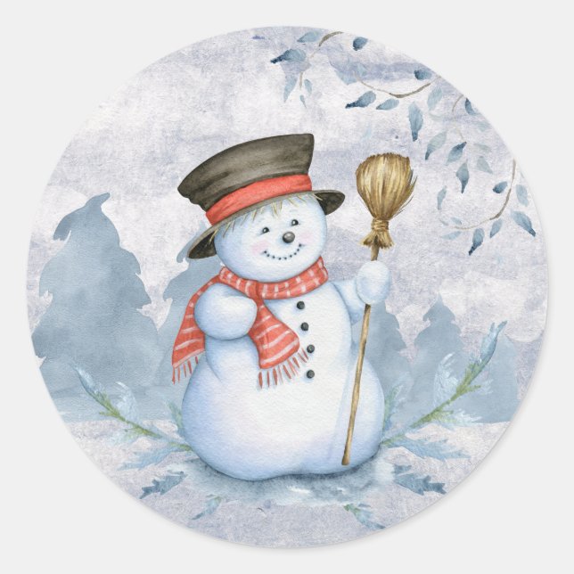 Adesivo Boneco de Neve Aquarela Inverno Natal Moderno (Frente)