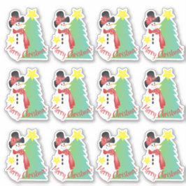 Adesivo Boneco de Neve Artístico Fofo