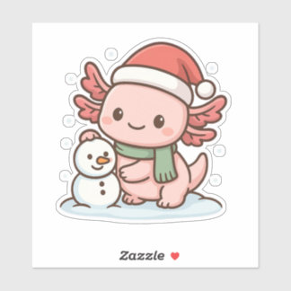 Adesivo Boneco de Neve Axolote Adorável Sticker de Natal