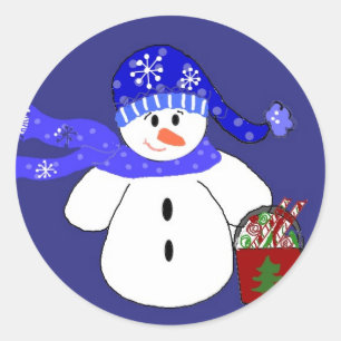 Adesivo Boneco de Neve Azul