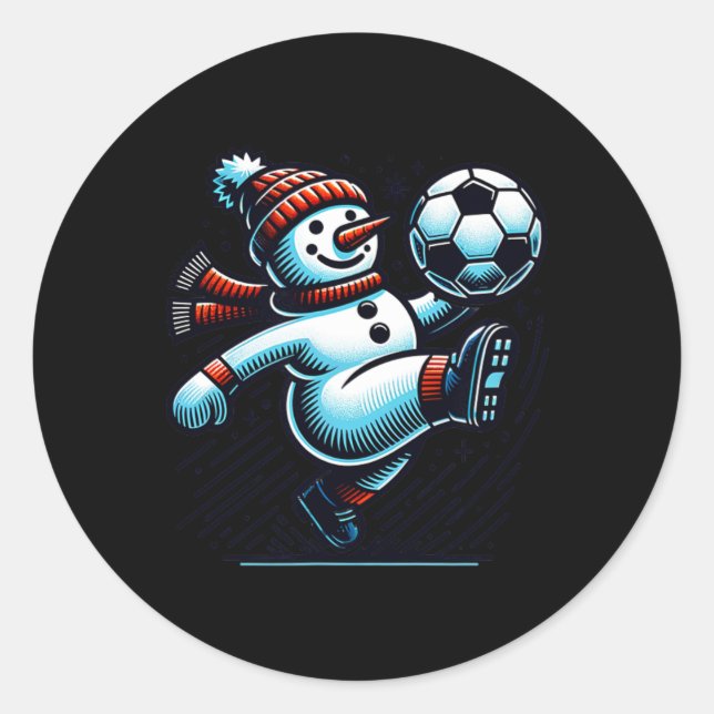 Adesivo Boneco de Neve Chutando Uma Bola De Futebol  (Frente)